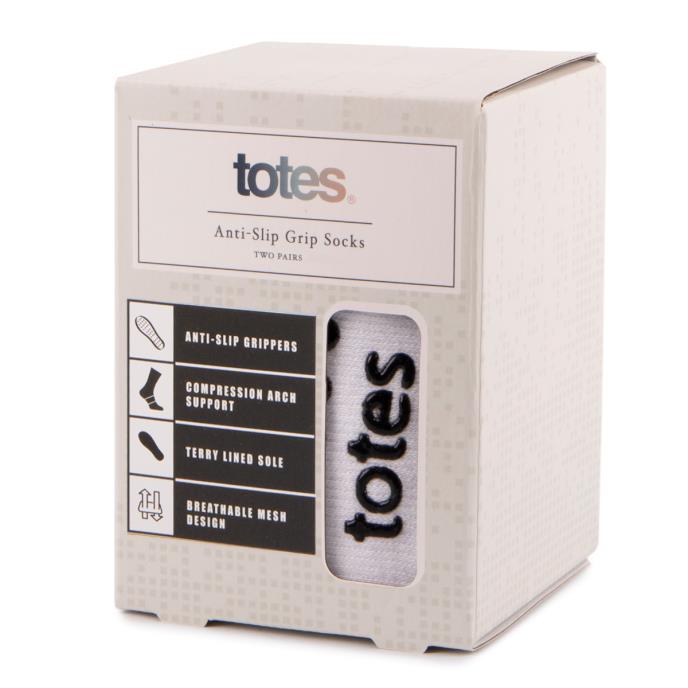 totes toasties® Unisex Gripper Sports Socks (Twin Pack) White Extra Image 1